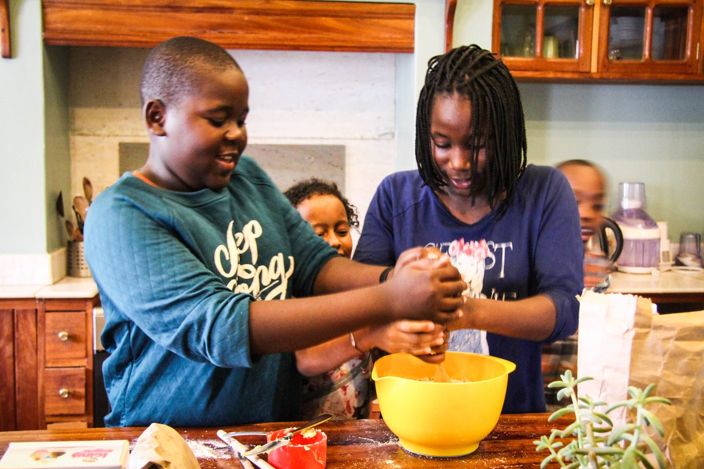 Children cooking together